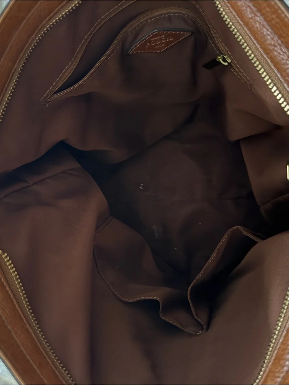 Fossil Chestnut Brown Leather Hobo Shoulder Bag